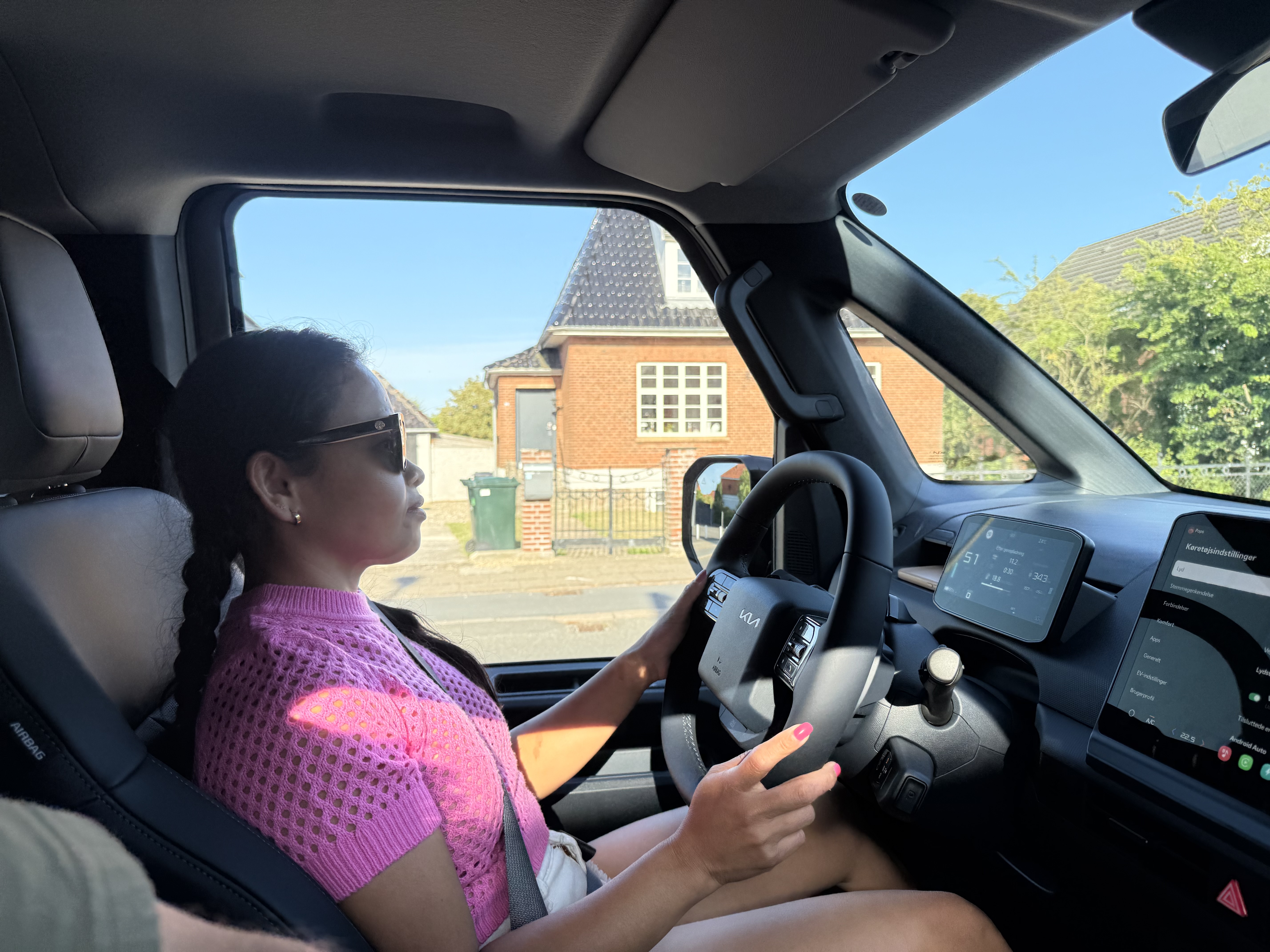 Mum testing the car!